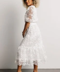 FT Dresses Cynthia Embossed Midi Dress | Off White