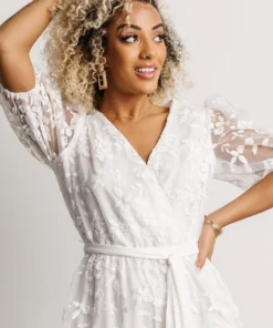 FT Dresses Cynthia Embossed Midi Dress | Off White