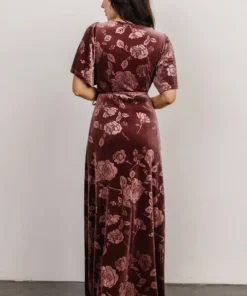 BB Custom Danielle Embossed Velvet Maxi Dress | Dusty Plum