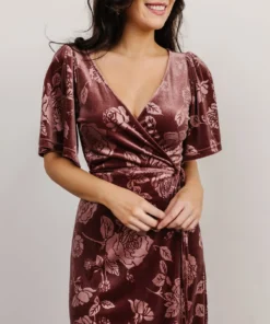 BB Custom Danielle Embossed Velvet Maxi Dress | Dusty Plum