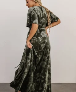BB Custom Danielle Embossed Velvet Maxi Dress | Green 14 BB Custom Danielle Embossed Velvet Maxi Dress | Green
