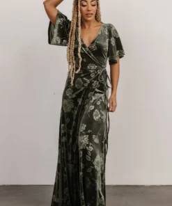 BB Custom Danielle Embossed Velvet Maxi Dress | Green 11 BB Custom Danielle Embossed Velvet Maxi Dress | Green