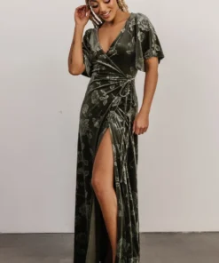 BB Custom Danielle Embossed Velvet Maxi Dress | Green 15 BB Custom Danielle Embossed Velvet Maxi Dress | Green
