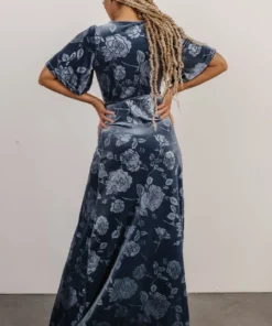 BB Custom Danielle Embossed Velvet Maxi Dress | Slate Dresses