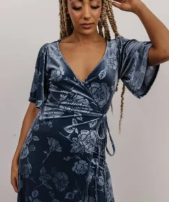 BB Custom Danielle Embossed Velvet Maxi Dress | Slate Dresses