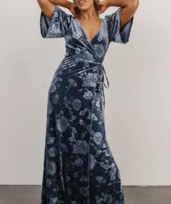 BB Custom Danielle Embossed Velvet Maxi Dress | Slate Dresses