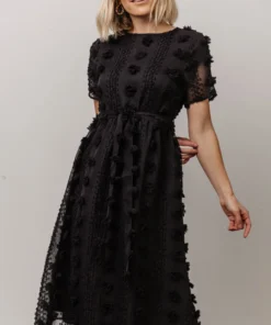 POL Darbi Floral Dot Midi Dress | Black Dresses