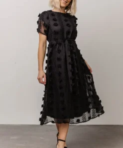 POL Darbi Floral Dot Midi Dress | Black Dresses