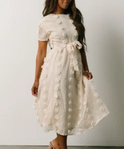 POL Darbi Floral Dot Midi Dress | Cream Dresses