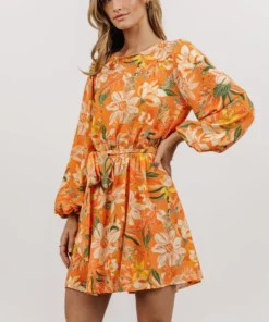 FT Dresses Della Mini Dress | Orange Floral