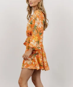 FT Dresses Della Mini Dress | Orange Floral