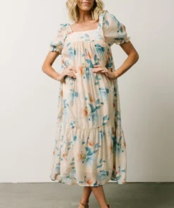 HAY Dora Baby Doll Midi Dress | Light Peach Floral 8 HAY Dora Baby Doll Midi Dress | Light Peach Floral