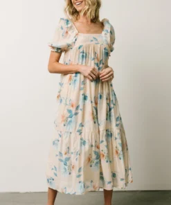 HAY Dora Baby Doll Midi Dress | Light Peach Floral