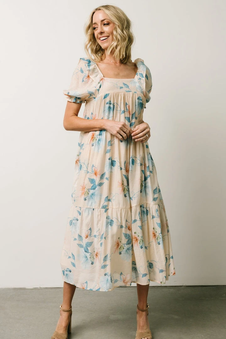 HAY Dora Baby Doll Midi Dress | Light Peach Floral 1 HAY Dora Baby Doll Midi Dress | Light Peach Floral