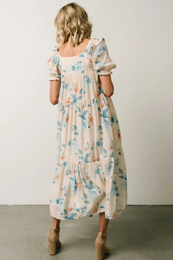 HAY Dora Baby Doll Midi Dress | Light Peach Floral 5 HAY Dora Baby Doll Midi Dress | Light Peach Floral