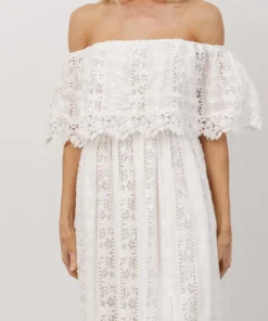 Soi Dove Lace Off Shoulder Maxi Dress | White Dresses