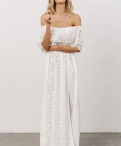 Soi Dove Lace Off Shoulder Maxi Dress | White Dresses