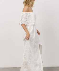 Soi Dove Lace Off Shoulder Maxi Dress | White Dresses
