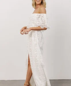Soi Dove Lace Off Shoulder Maxi Dress | White Dresses