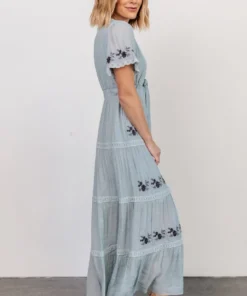 POL Dublin Embroidered Maxi Dress | Blue