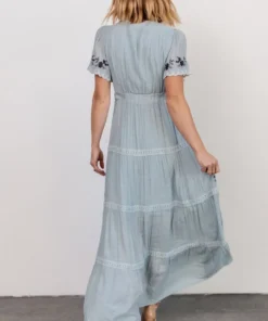 POL Dublin Embroidered Maxi Dress | Blue