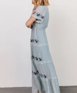 POL Dublin Embroidered Maxi Dress | Blue
