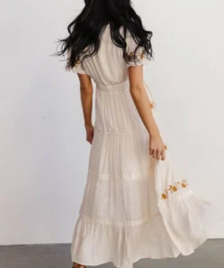 POL Dublin Embroidered Maxi Dress | Natural Dresses