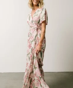 AK Eartha Open Back Wrap Dress | Orchid Floral Dresses
