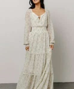 BB Custom Eden Smocked Maxi Dress | Sage Print Dresses
