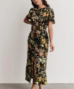 SL Eleanor Midi Dress | Black Floral Dresses