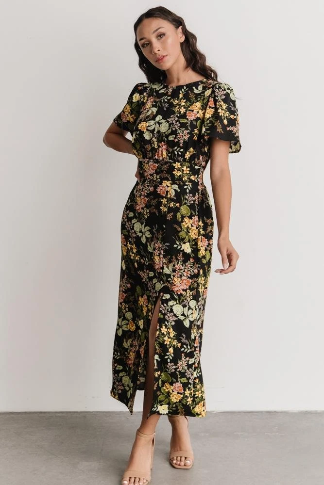 SL Eleanor Midi Dress | Black Floral Dresses 1 SL Eleanor Midi Dress | Black Floral Dresses