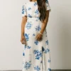 SL Eleanor Midi Dress | Cream + Blue Floral