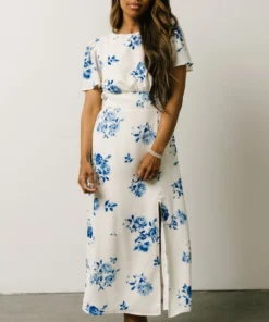 SL Eleanor Midi Dress | Cream + Blue Floral