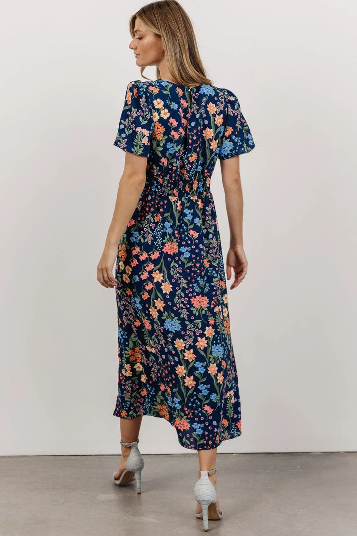 SL Eleanor Midi Dress | Dark Blue + Coral Floral Dresses 5 SL Eleanor Midi Dress | Dark Blue + Coral Floral Dresses