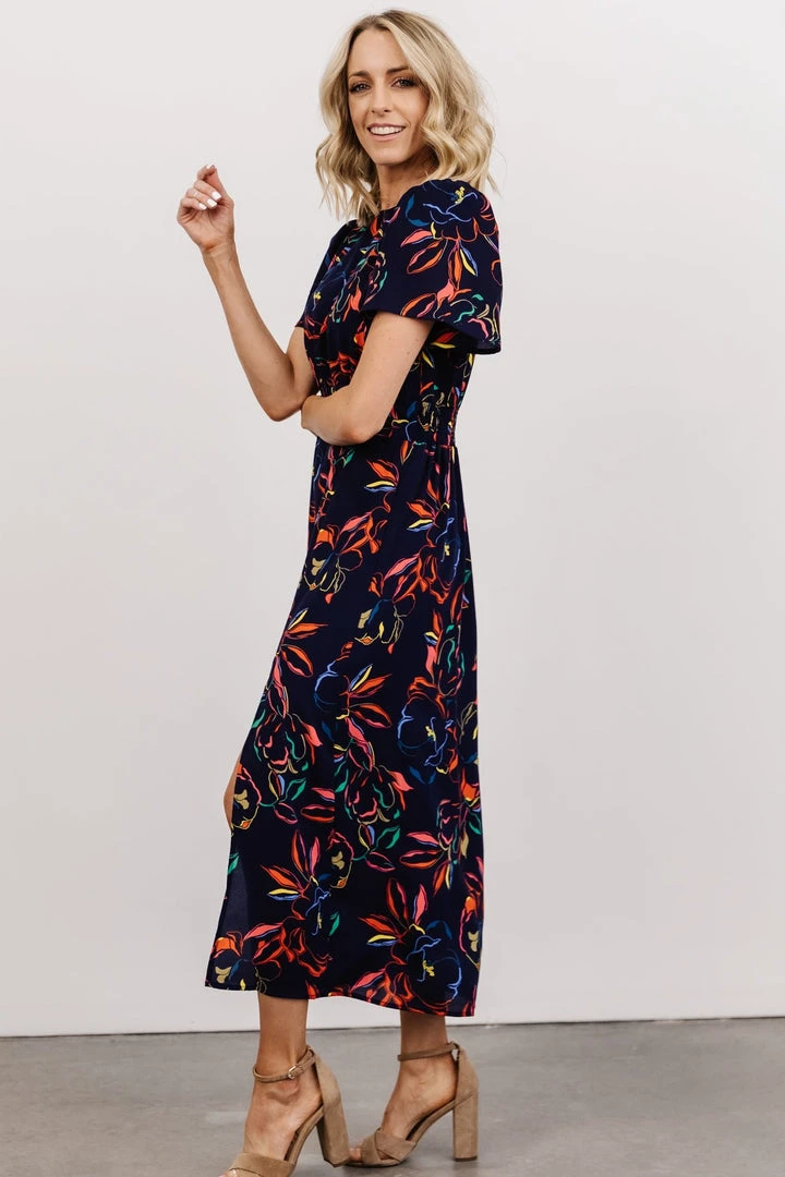 SL Eleanor Midi Dress | Retro Navy Floral 4 SL Eleanor Midi Dress | Retro Navy Floral