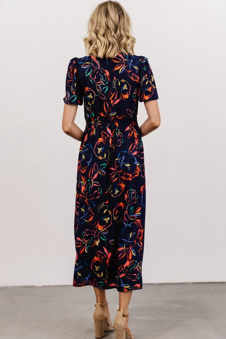 SL Eleanor Midi Dress | Retro Navy Floral 3 SL Eleanor Midi Dress | Retro Navy Floral