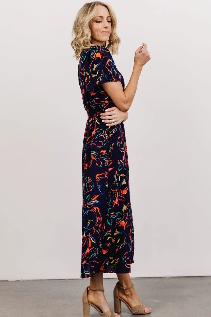 SL Eleanor Midi Dress | Retro Navy Floral 6 SL Eleanor Midi Dress | Retro Navy Floral