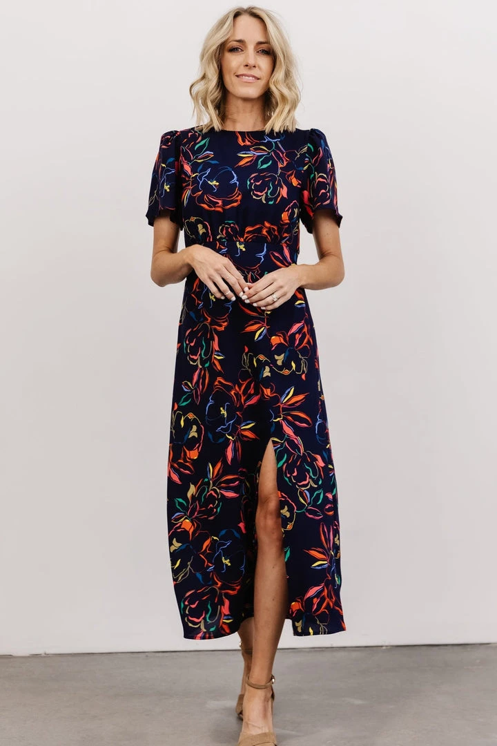 SL Eleanor Midi Dress | Retro Navy Floral 7 SL Eleanor Midi Dress | Retro Navy Floral