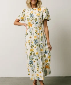 SL Eleanor Midi Dress | Yellow + Blue Floral