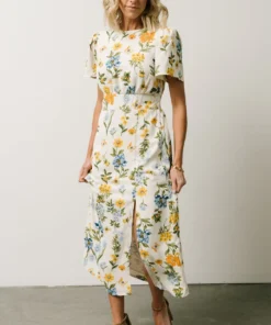 SL Eleanor Midi Dress | Yellow + Blue Floral