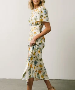 SL Eleanor Midi Dress | Yellow + Blue Floral