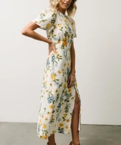 SL Eleanor Midi Dress | Yellow + Blue Floral