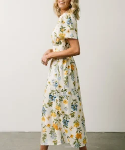 SL Eleanor Midi Dress | Yellow + Blue Floral