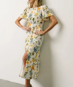 SL Eleanor Midi Dress | Yellow + Blue Floral