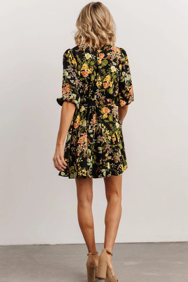 SL Dresses Elena Mini Dress | Black Multi Floral 6 SL Dresses Elena Mini Dress | Black Multi Floral