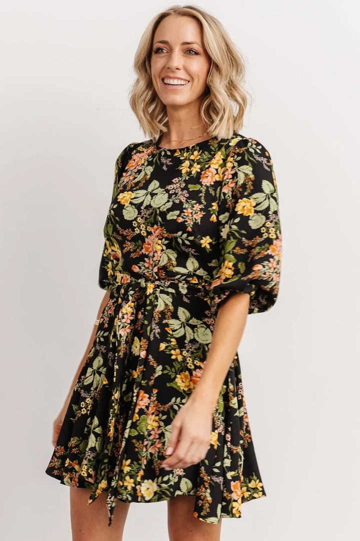 SL Dresses Elena Mini Dress | Black Multi Floral 7 SL Dresses Elena Mini Dress | Black Multi Floral