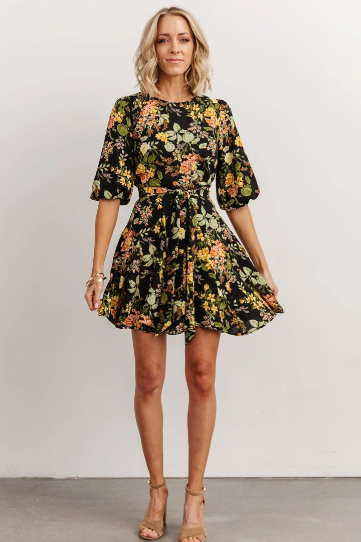 SL Dresses Elena Mini Dress | Black Multi Floral 5 SL Dresses Elena Mini Dress | Black Multi Floral
