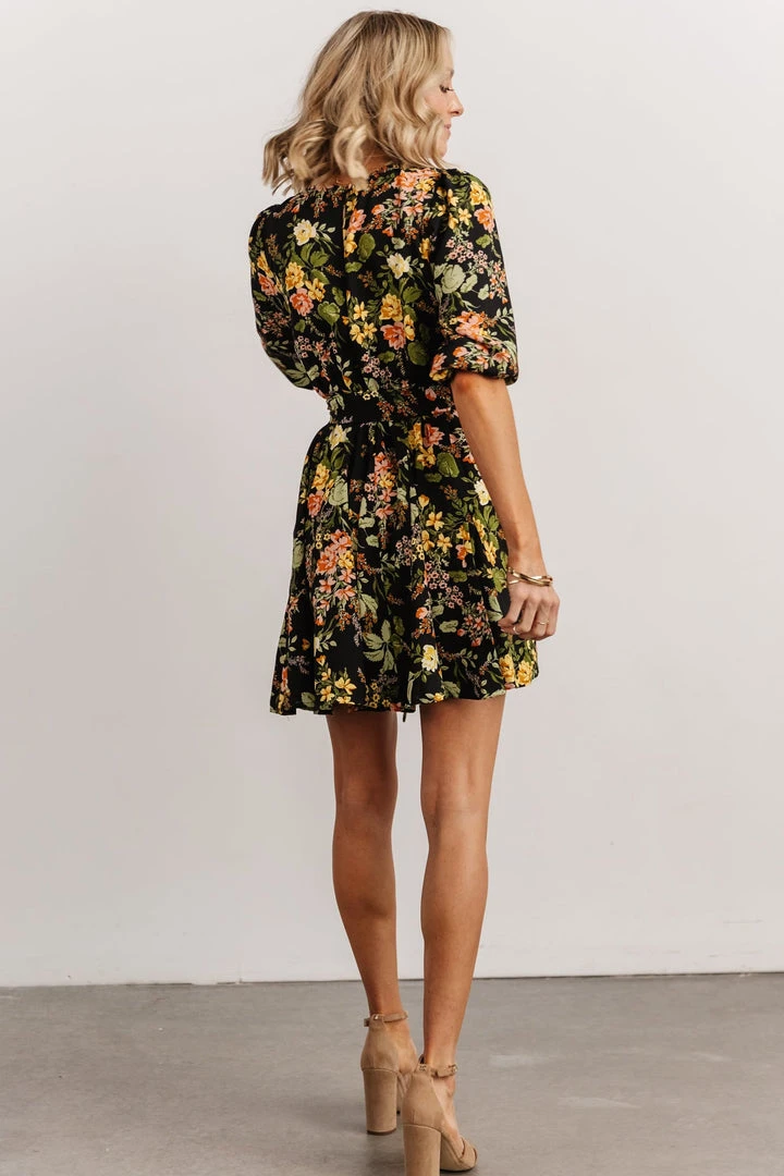 SL Dresses Elena Mini Dress | Black Multi Floral 3 SL Dresses Elena Mini Dress | Black Multi Floral