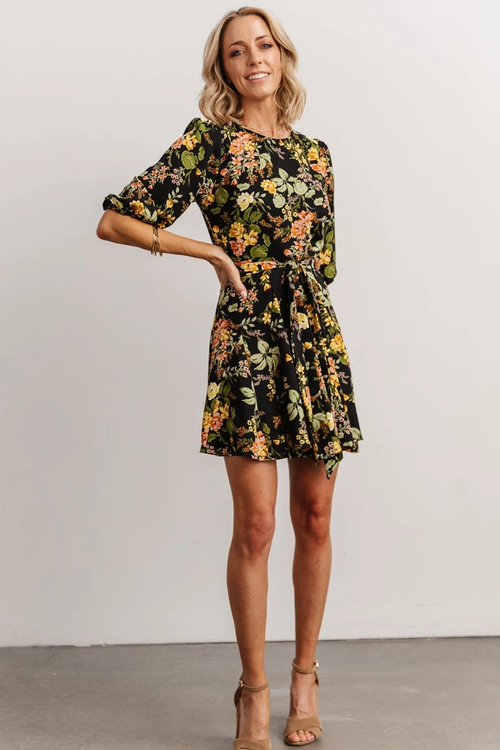 SL Dresses Elena Mini Dress | Black Multi Floral 9 SL Dresses Elena Mini Dress | Black Multi Floral
