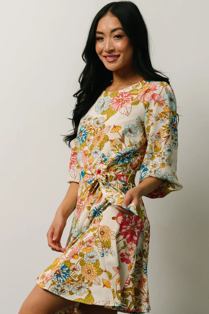 SL Elena Mini Dress | Ivory + Multi Floral 5 SL Elena Mini Dress | Ivory + Multi Floral